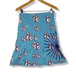 Gsus Industries Matryoshka Doll Skirt Women XS Blue Purple Kitsch Y2K Indie